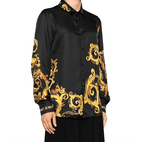 Áo Sơ Mi Nam Versace Jeans Couture Regular Shirt 76GAL2RW NS410 G89 Màu Đen Vàng Size 44