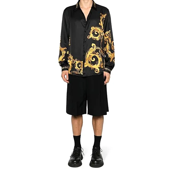 Áo Sơ Mi Nam Versace Jeans Couture Regular Shirt 76GAL2RW NS410 G89 Màu Đen Vàng Size 44