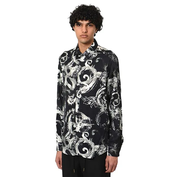 Áo Sơ Mi Nam Versace Jeans Couture Shirt 76GAL2R0 NS407 899 Màu Đen Trắng Size 46