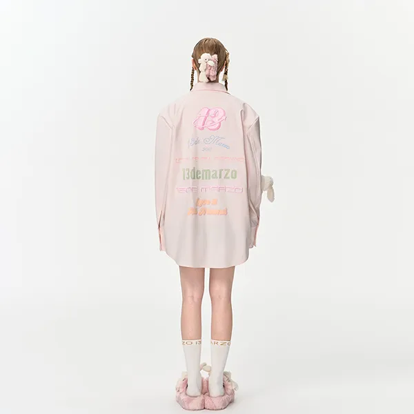 Áo Sơ Mi Nữ 13 De Marzo Logo Bead Chain Shirt Pink Màu Hồng Size S