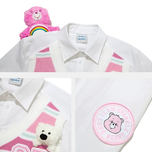 Áo Sơ Mi Nữ 13 De Marzo X Care Bears Knit Vest Shirt White Màu Trắng Hồng Size S