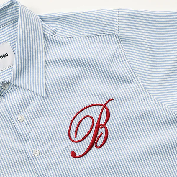 Áo Sơ Mi Nữ Badblood Classic Logo Short Sleeve Shirt Blue Stripes W-Sht24-014 Màu Xanh Size S