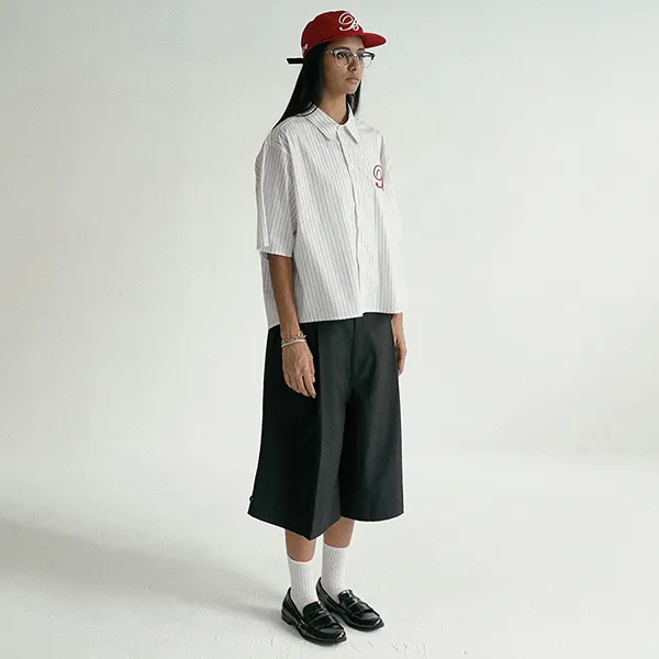 Áo Sơ Mi Nữ Badblood Classic Logo Short Sleeve Shirt White Stripes W-Sht24-012 Màu Trắng Size S