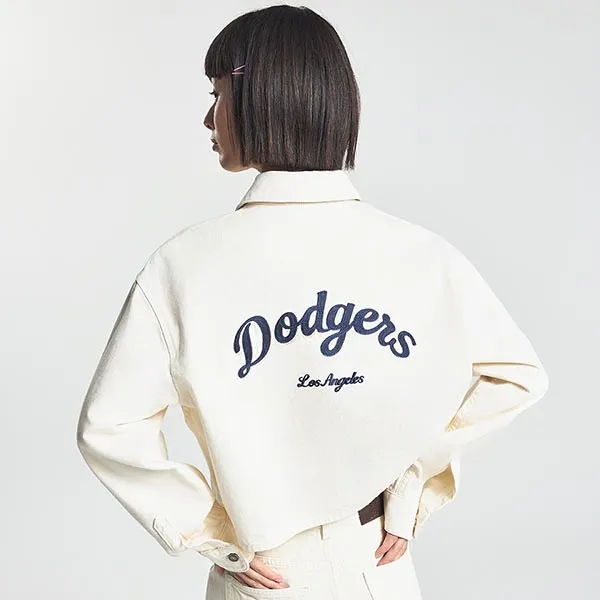 Áo Sơ Mi Nữ MLB Varsity Culsive Embroidered Crop Denim Shirt New York Yankees 3FDRV0144-07CRD Màu Trắng Kem Size XS