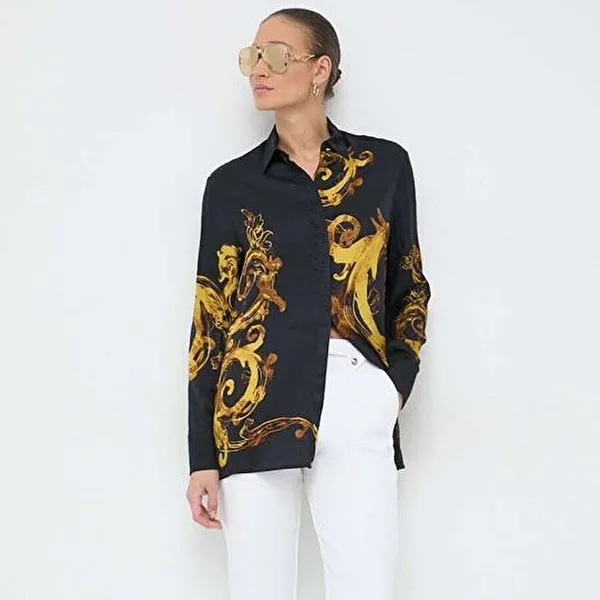 Áo Sơ Mi Nữ Versace Jeans Couture Watercolor 76HAL2P2 NS409 G89 Màu Đen Size 36