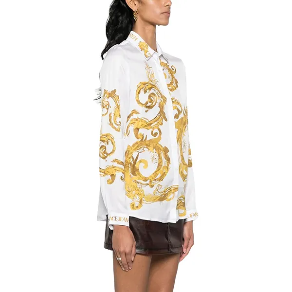 Áo Sơ Mi Nữ Versace Jeans Couturechain Couture Print Shirt 76HAL2P1 NS459 G03 Màu Trắng Họa Tiết Size 38