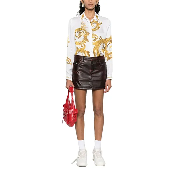 Áo Sơ Mi Nữ Versace Jeans Couturechain Couture Print Shirt 76HAL2P1 NS459 G03 Màu Trắng Họa Tiết Size 38