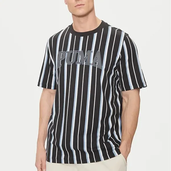 Áo Thun Nam Puma Men's Round Neck Short Sleeve Striped TShirt Squad 678973_01 Màu Đen Kẻ Size S