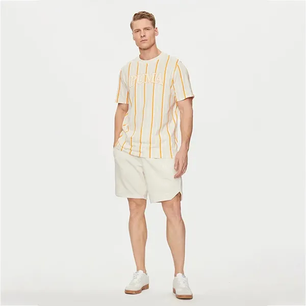 Áo Thun Nam Puma Men's Round Neck Short Sleeve Striped TShirt Squad 678973_87 Màu Be Vàng Size S