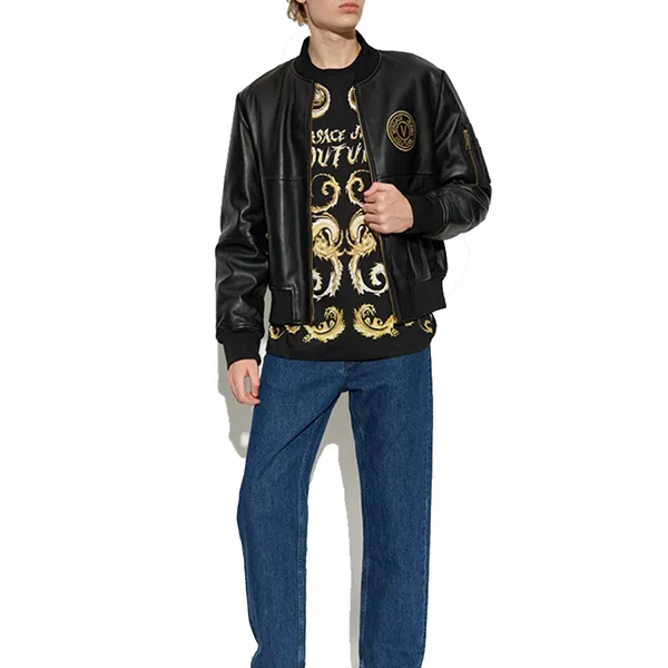 Áo Thun Nam Versace Jeans Couture Black TShirt With Logo 77GAH6SC JS379 G89 Màu Đen Họa Tiết Size XL
