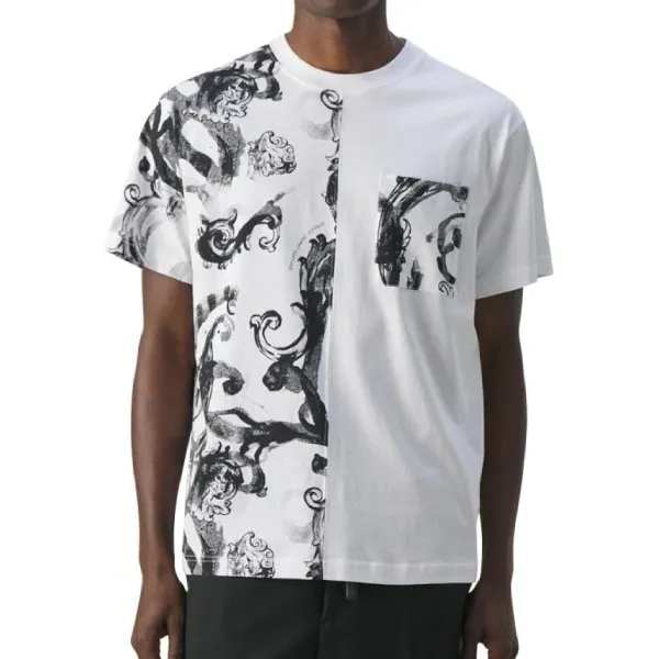 Áo Thun Nam Versace Jeans Couture Blanc T-shirt 76GAH611 JS287 003 Màu Trắng Đen Size S