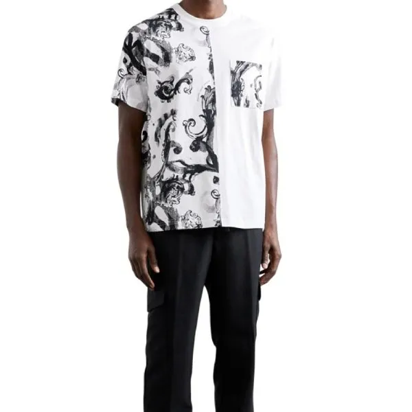 Áo Thun Nam Versace Jeans Couture Blanc T-shirt 76GAH611 JS287 003 Màu Trắng Đen Size S