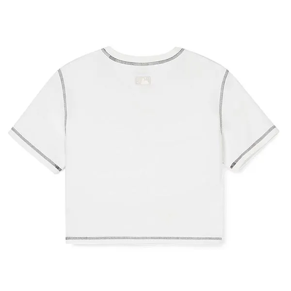 Áo Thun Nữ MLB Vintage Graphic Slim Crop New York Yankees 3FTSN0243-50IVS TShirt Màu Trắng Size XS