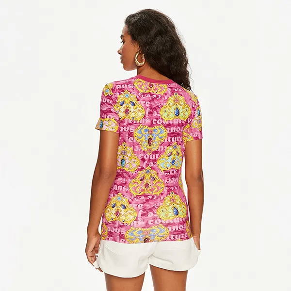 Áo Thun Nữ Versace Jeans Couture Graphic T-Shirt 76HAH6B8 JS342 G49 Màu Hồng Size S