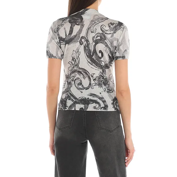 Áo Thun Nữ Versace Jeans Couture Short Sleeved Sweater With Print 76HAFMN8 CMN45 003 Màu Trắng Đen Size S - Thời trang - Vua Hàng Hiệu
