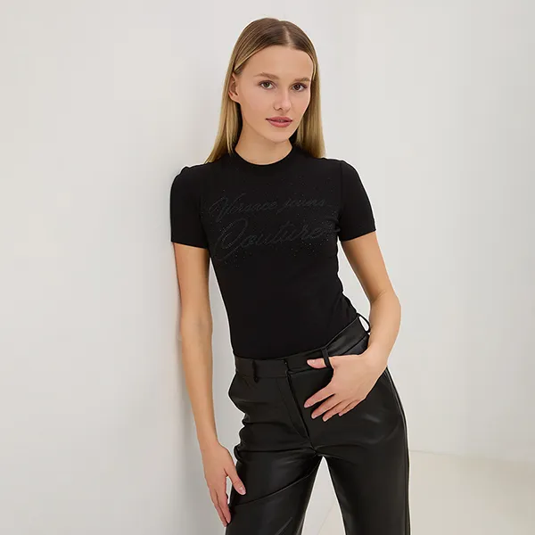 Áo Thun Nữ Versace Jeans Couture T-Shirt 76HAH6A8 J0020 899 Màu Đen Size XS