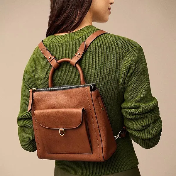 Balo Nữ Fossil Parker Leather Small Backpack ZB1797200 Màu Nâu - Túi xách - Vua Hàng Hiệu