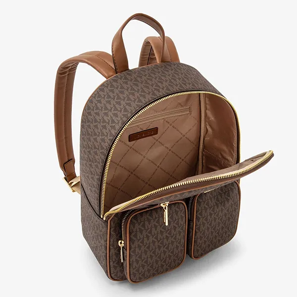 Balo Nữ Michael Kors MK Jet Set Pocket Backpack Medium 35T4GTTB6B Màu Nâu