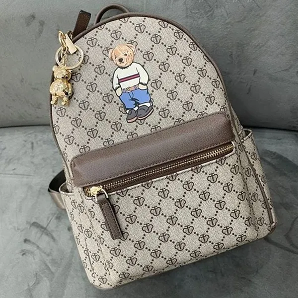 Balo Nữ TTWN BEAR Monogram Brown TN3318-14090 Màu Xám Nâu Size L