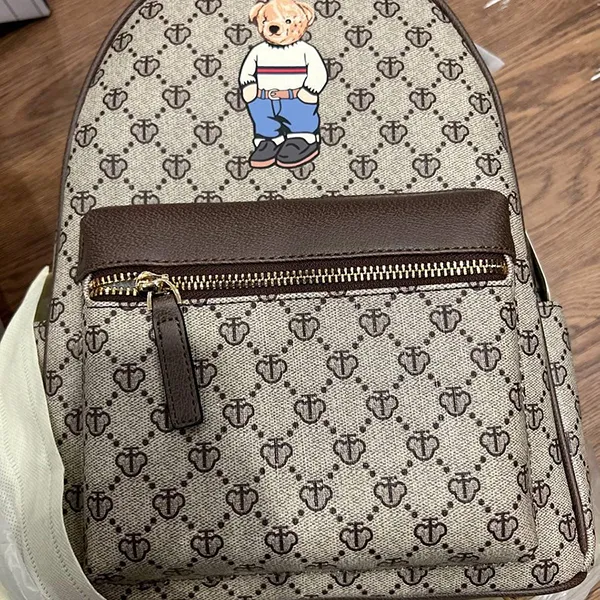 Balo Nữ TTWN BEAR Monogram Brown TN3318-14090 Màu Xám Nâu Size L