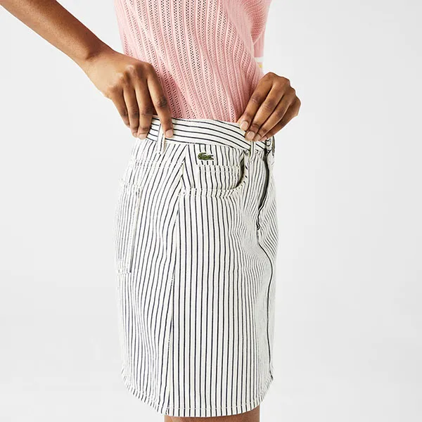 Chân Váy Nữ Lacoste Women's Live Short Striped Skirt Pickleball JF3501-51 8LP Màu Đen Trắng Size 36 - Pickleball - Vua Hàng Hiệu