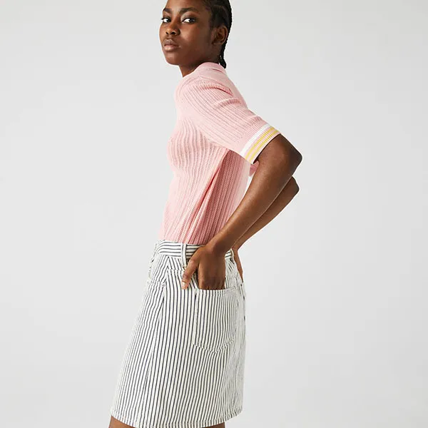 Chân Váy Nữ Lacoste Women's Live Short Striped Skirt Pickleball JF3501-51 8LP Màu Đen Trắng Size 36 - Pickleball - Vua Hàng Hiệu