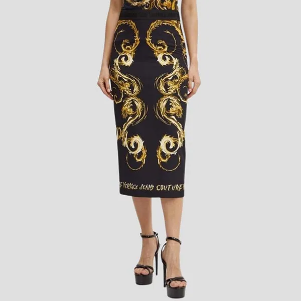 Chân Váy Nữ Versace Jeans Couture Black With Baroque Printed 77HAE8P6NS559G89 Màu Đen Vàng Size 40 - Thời trang - Vua Hàng Hiệu