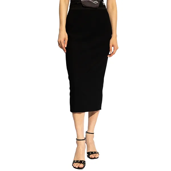 Chân Váy Versace Jeans Couture Black Skirt With Logo 77HAE806 N0230 899 Màu Đen Size 38