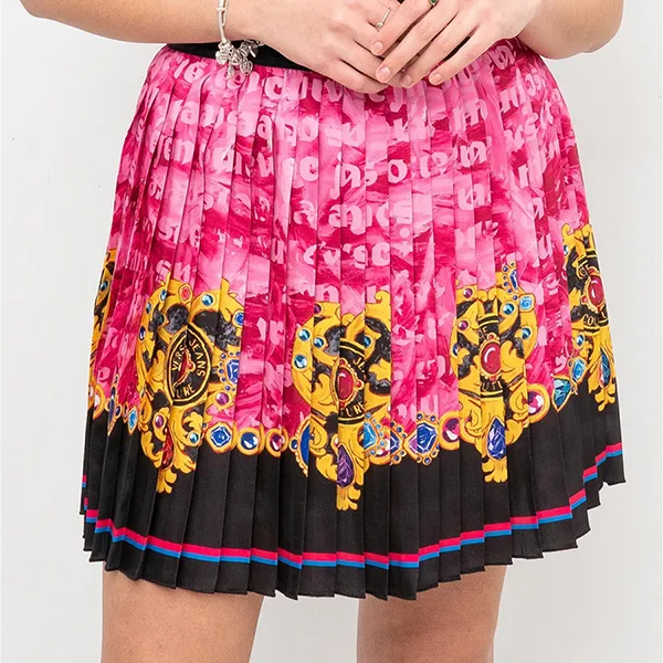 Chân Váy Versace Jeans Couture Pink Pleated Skirt 76HAE8P1 NS458 G49 Màu Hồng Đen Size 38 - Thời trang - Vua Hàng Hiệu