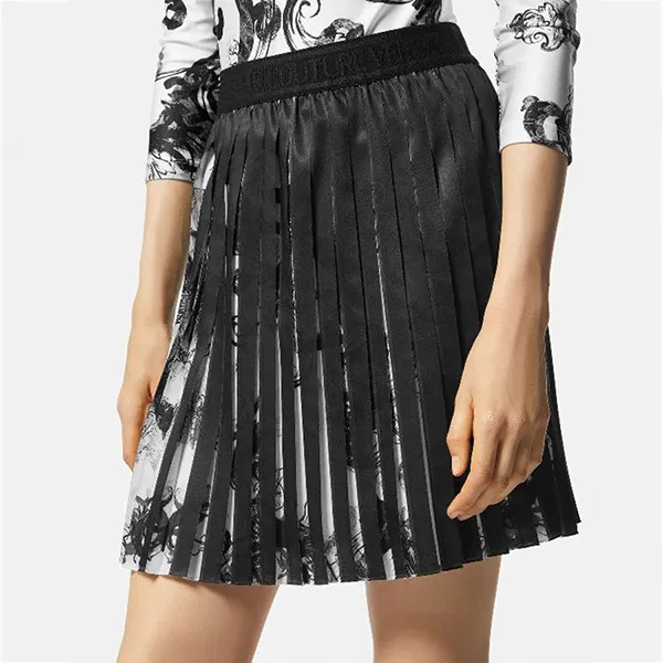 Chân Váy Versace Jeans Elasticated Waistband Pleated Skirt 76HAE811 NS401 003 Màu Đen Họa Tiết Size 38 - Thời trang - Vua Hàng Hiệu