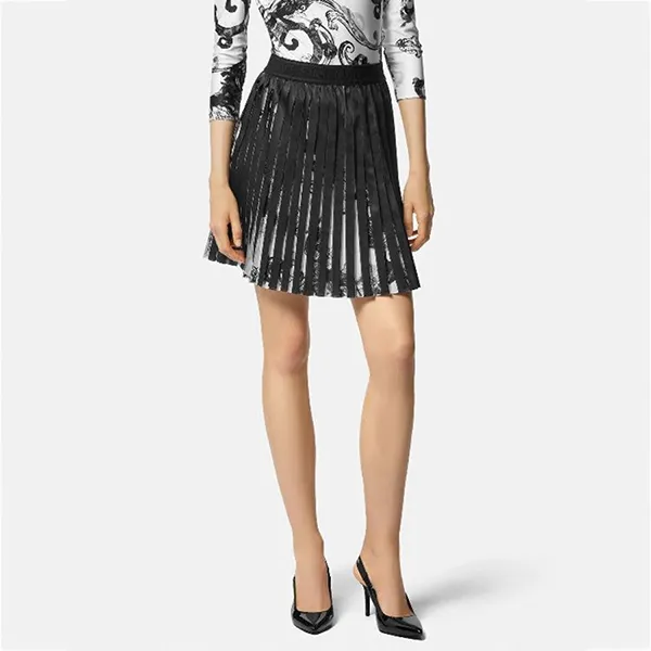 Chân Váy Versace Jeans Elasticated Waistband Pleated Skirt 76HAE811 NS401 003 Màu Đen Họa Tiết Size 38 - Thời trang - Vua Hàng Hiệu