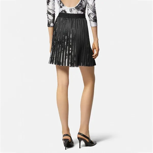 Chân Váy Versace Jeans Elasticated Waistband Pleated Skirt 76HAE811 NS401 003 Màu Đen Họa Tiết Size 38 - Thời trang - Vua Hàng Hiệu