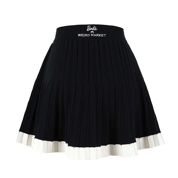 Chân Váy Weird Market Barbie Kinited Pleated Skirt Black Beauty Màu Đen Trắng Size S