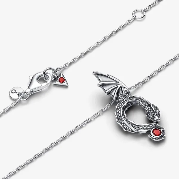 Dây Chuyền Nữ Pandora Game Of Thrones Dragon Pendant Necklace 392967C01-45 Màu Bạc Phối Đỏ