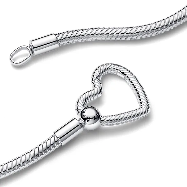 Dây Chuyền Nữ Pandora Heart Closure Snake Chain Necklace 393377C00 Màu Bạc - Trang sức - Vua Hàng Hiệu