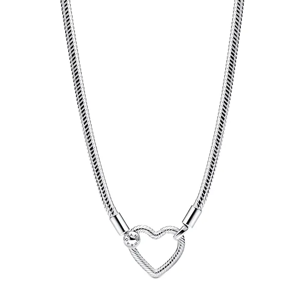 Dây Chuyền Nữ Pandora Heart Closure Snake Chain Necklace 393377C00 Màu Bạc - Trang sức - Vua Hàng Hiệu