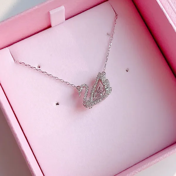 Dây Chuyền Nữ Swarovski Dancing Swan Necklace, White, Rhodium Plated 5514421 Màu Bạc (Box Hồng) - Trang sức - Vua Hàng Hiệu