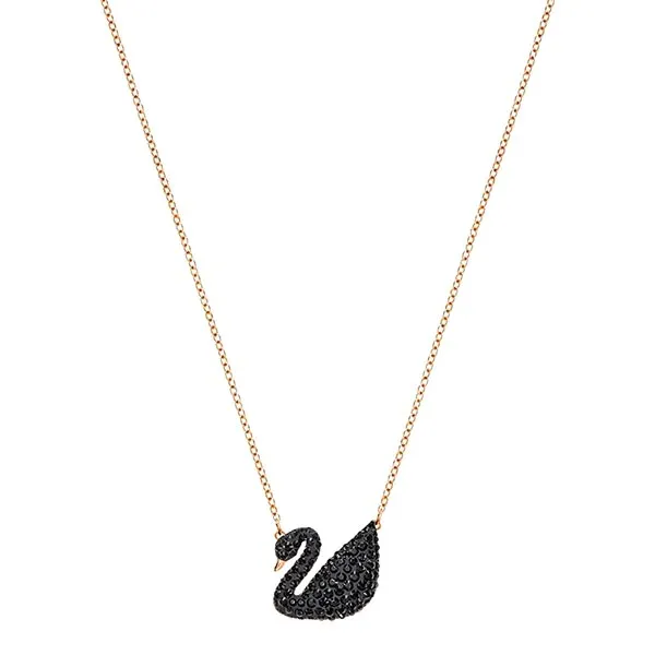 Dây Chuyền Nữ Swarovski Iconic Swan Pendant Black Rose-Gold Tone Plated 5204134 Màu Vàng Đen (Box Hồng)