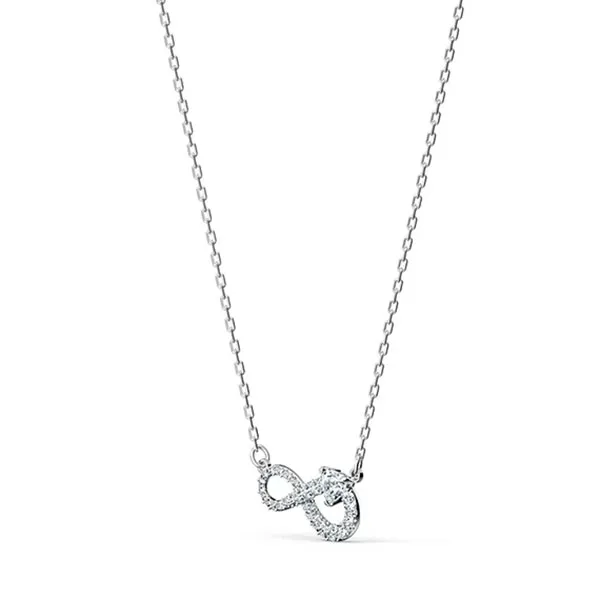 Dây Chuyền Nữ Swarovski Infinity Necklace Infinity, White, Rhodium Plated 5520576 Màu Bạc (Box Hồng)