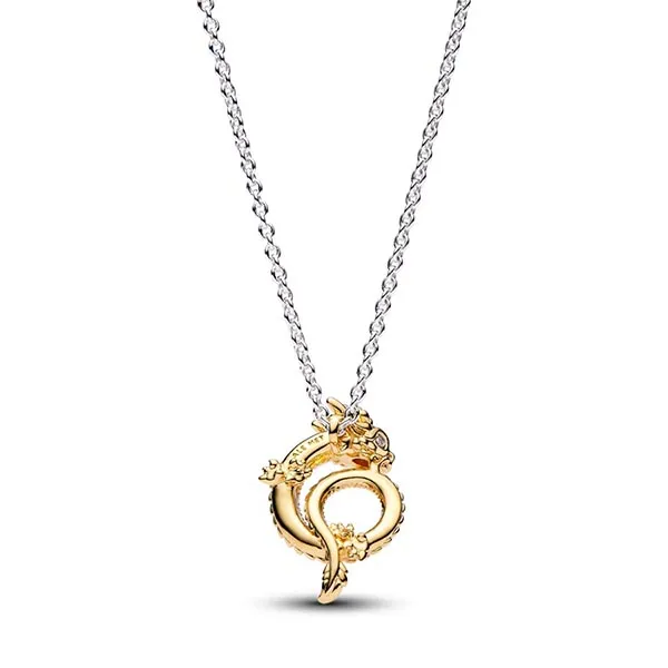 Dây Chuyền Pandora Moments Mạ Vàng 14K Hình Rồng Đính Đá 363070C01 Màu Vàng Trắng