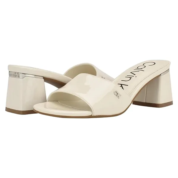 Dép Cao Gót Calvin Klein CK Ulaka Heeled Sandals Màu Kem Size 7.5