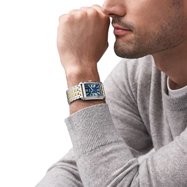 Đồng Hồ Nam Fossil Carraway Three-Hand Two-Tone Watch FS6010 Màu Bạc Phối Vàng