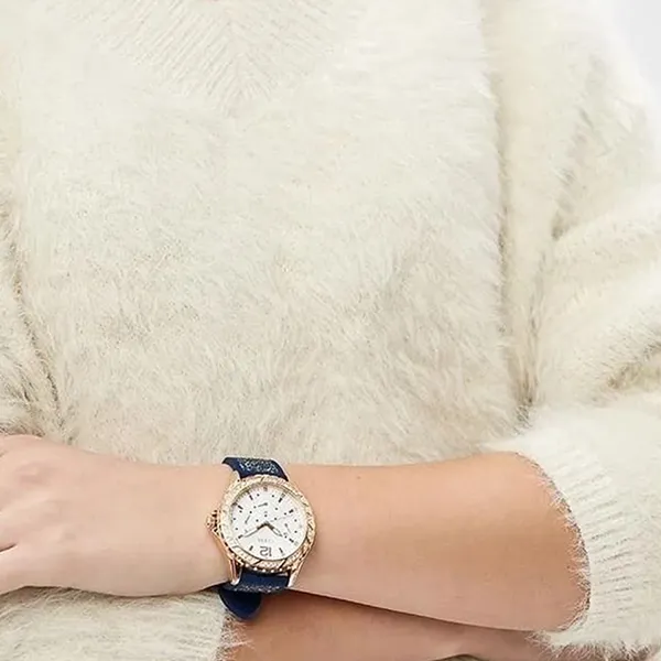 Đồng Hồ Nữ Guess Shimmering Swirl Crystal White Dial W1096L4 Màu Xanh Navy - Đồng hồ - Vua Hàng Hiệu