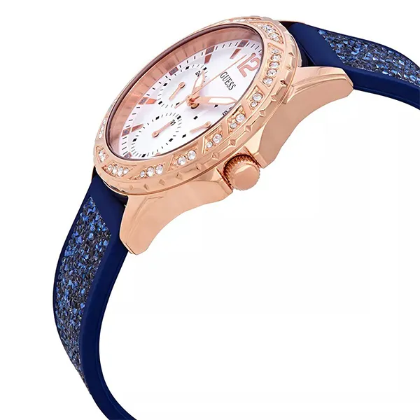 Đồng Hồ Nữ Guess Shimmering Swirl Crystal White Dial W1096L4 Màu Xanh Navy - Đồng hồ - Vua Hàng Hiệu