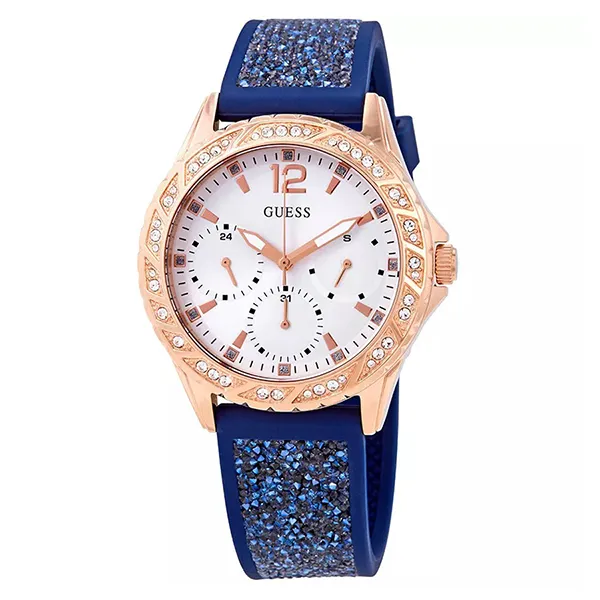 Đồng Hồ Nữ Guess Shimmering Swirl Crystal White Dial W1096L4 Màu Xanh Navy - Đồng hồ - Vua Hàng Hiệu