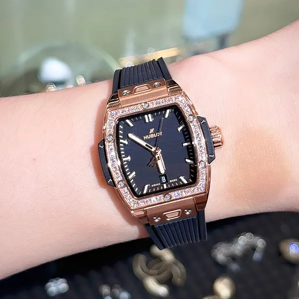 Đồng Hồ Nữ Hublot Spirit Of Big Bang 18ct Kind Gold Diamond 682.OX.1180.RX.1204 Màu Đen/ Vàng Hồng
