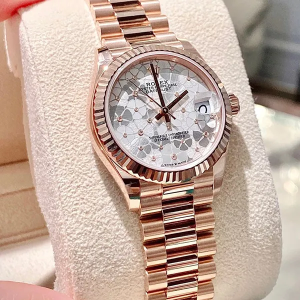 Đồng Hồ Nữ Rolex Datejust 278275 Silver Floral Màu Vàng Hồng