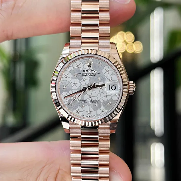 Đồng Hồ Nữ Rolex Datejust 278275 Silver Floral Màu Vàng Hồng