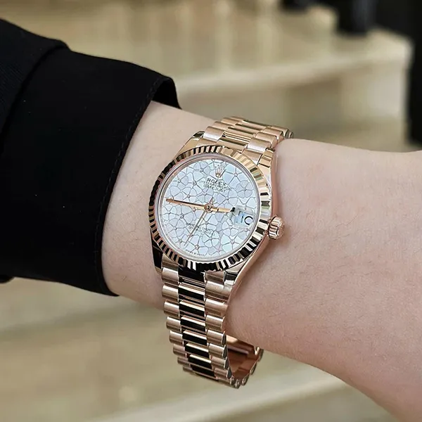 Đồng Hồ Nữ Rolex Datejust 278275 Silver Floral Màu Vàng Hồng