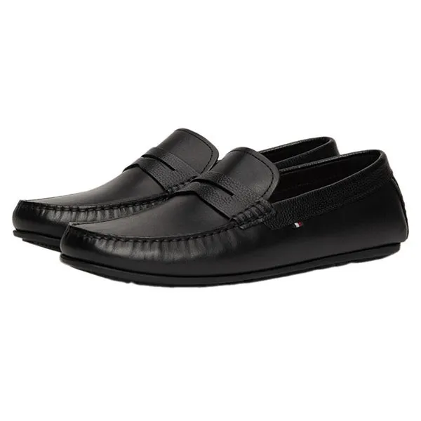 Giày Lười Nam Tommy Hilfiger Rubberised Flag Leather Driver Shoes FM0FM05155 Màu Đen Size 41 - Giày - Vua Hàng Hiệu